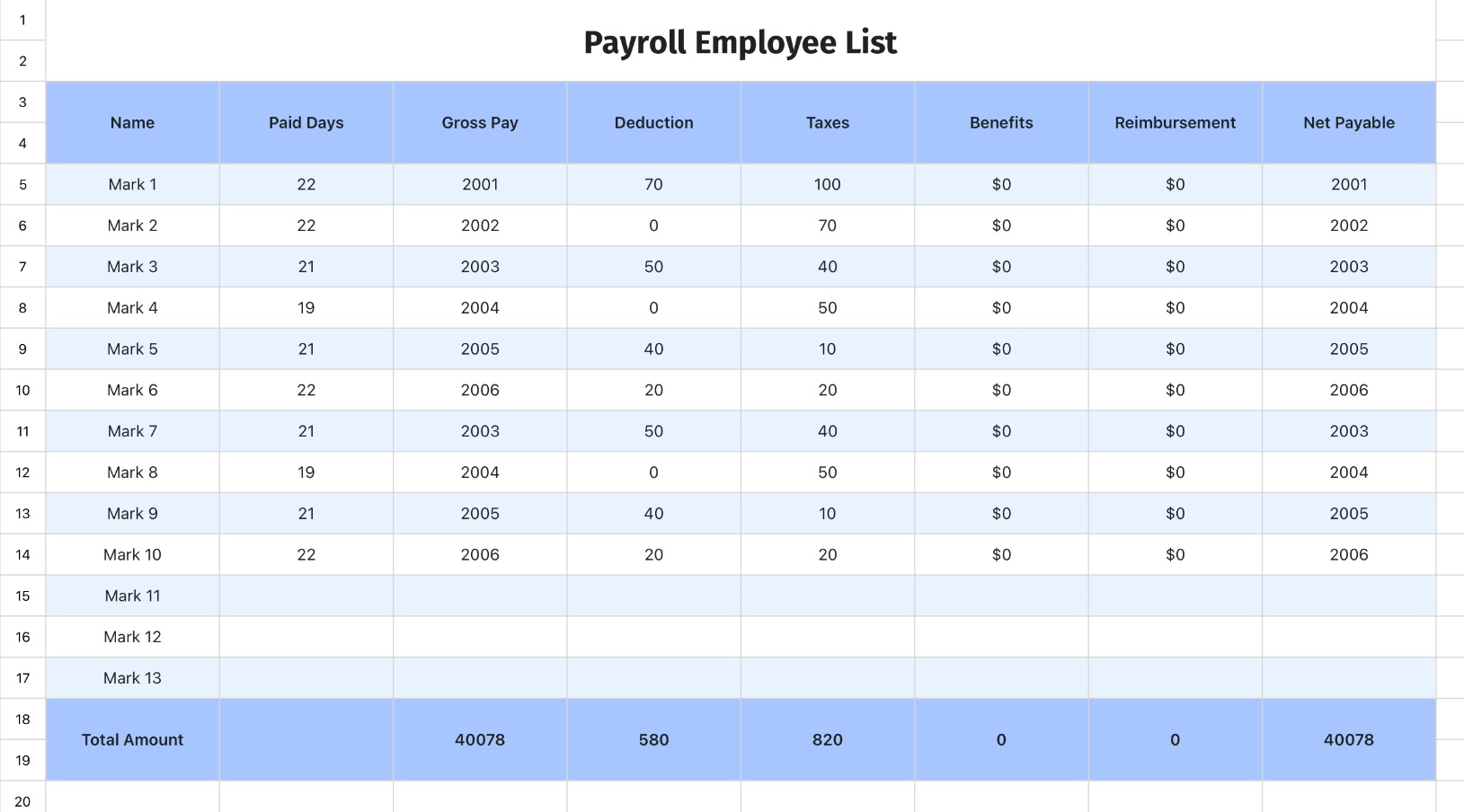 Payroll Employee List 4